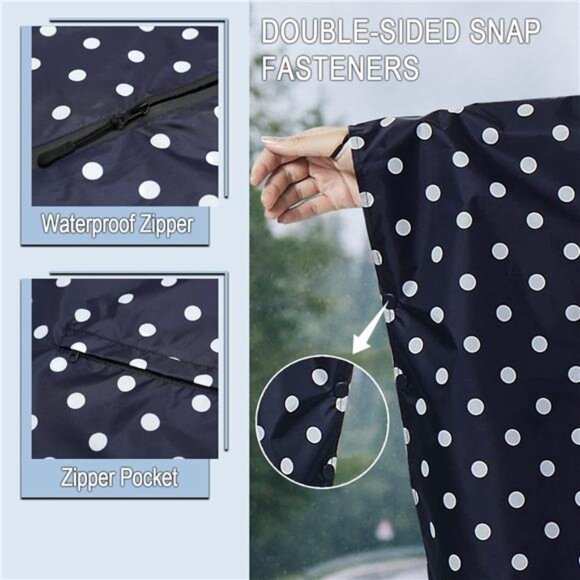 Fashion Hooded Rain Poncho Waterproof Raincoat Jacket with pocket for Women/Men - Picture 4 of 8